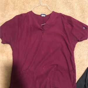 Burgundy Scrub Top and Jogger bottoms